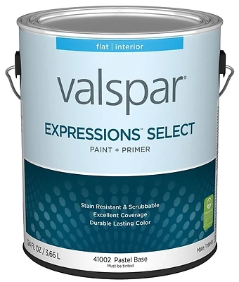 Valspar 028.0041002.007 Interior Flat Paint and Primer, Pastel Base, 1 Gallon