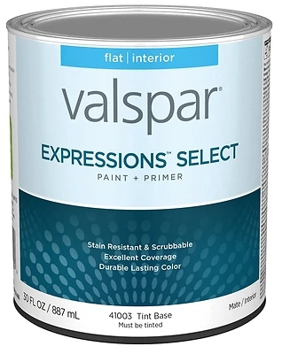 Valspar 028.0041003.005 Paint and Primer Interior Flat Tintable, Quart