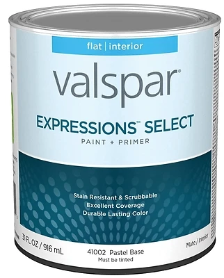 Valspar Interior Flat Paint and Primer, Pastel Base, Quart