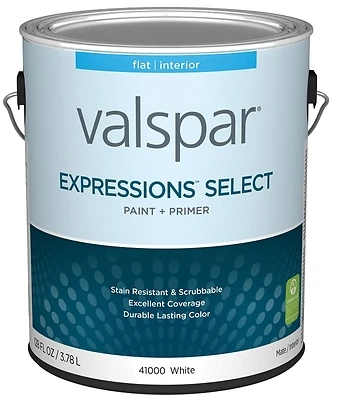 Valspar 028.0041000.007 Interior Flat White Paint and Primer, 1 Gallon
