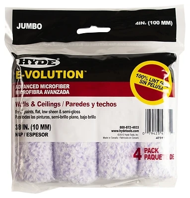 Hyde 47311 Jumbo Mini Roller Cover, 3/8 In Nap, 4 In Length