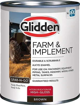 Farm And Implement Exterior Alkyd Enamel Paint, Brown, Quart Size
