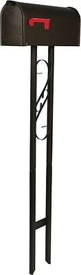 Mailbox Post Combo Steel Black With Decorative Design And Installation Kit