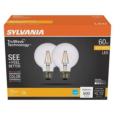 G25 Led Bulb, Soft White, 60 Watt Equivalent, Dimmable, 500 Lumens