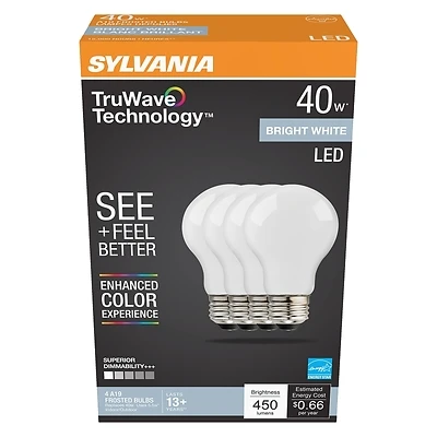 Led A19 Bright White Light Bulb 40 Watt Equivalent With Truwave Technology