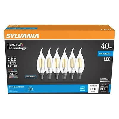 Led B10 Daylight Clear Bulb 40 Watt Equivalent E12 Candelabra Base