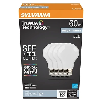 A19 Bright White Led Bulb 60 Watt Equivalent With Truwave Technology