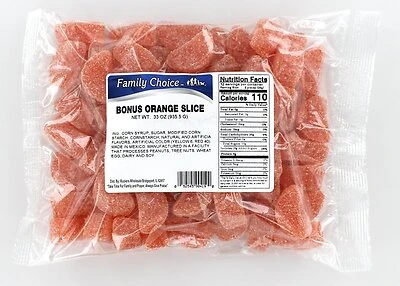 419 Slice Candy, Orange Flavor, 33 Ounce Cello Bag