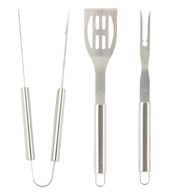 Bbq0828 3-piece Stainless Steel Bbq Tool Set With Spatula, Tongs, And Fork