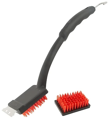 Bbq1005 Grill Brush With Scraper, 19 In Long, Nylon Bristles, Red Bristle