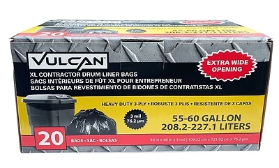 Fg-03812-12 Heavy-duty Drum Liner, 55 Gallon Capacity, Polyethylene, Black
