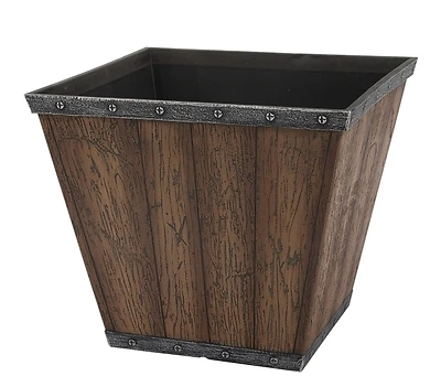 S17050410-01-b Square Barn Planter, 8.5 In H X 10 In W, Brown