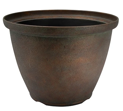 S140816-1122 High-drum Planter, 16 In Diameter, 11.75 In Height, Bronze