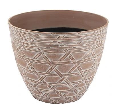 Arabesque Planter, 12.5 In Diameter, 10 In Height, White Wash Finish