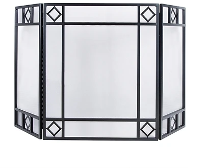 Tri-fold Mesh Fire Screen Panel, 30 In H X 52 In W, Black Finish