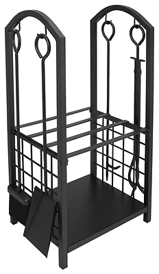 5 Piece Fireplace Log And Tool Set With Double Layered Design - Model T88091bk