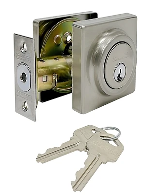 Deadbolt Double Cylinder Satin Nickel Adjustable 6-way Latch