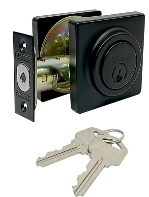 Deadbolt Double Cylinder Matte Black With Adjustable Latch And Brass Keys