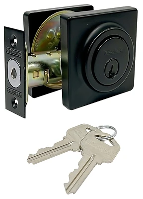 Deadbolt Single Cylinder Matte Black With Adjustable Latch And Brass Keys