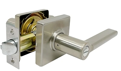 Lock Lever Entry Contemporary Satin Nickel Finish, Adjustable Latch And Backset