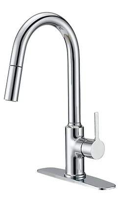 Contemporary Kitchen Faucet With Pull-down Sprayer And Chrome Finish