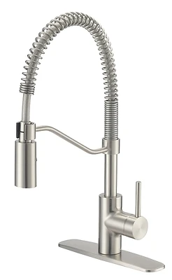 Boston Harbor FP4A0096NP Kitchen Faucet, Pull-Down Sprayer, Stainless Steel, 8 In Centers