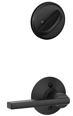 Schlage Latitude Interior Lever And Single Cylinder Deadbolt In Matte Black