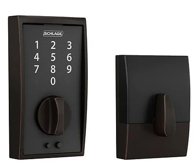 Schlage BE375VCEN622 Century Keyless Electronic Deadbolt, Black Finish