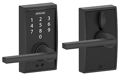 Schlage FE695VCEN622LAT Century Lever Handle, Latitude Style, Matte Black