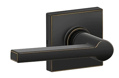 Solstice Hall And Closet Lever Set With Collins Trim In Aged Bronze