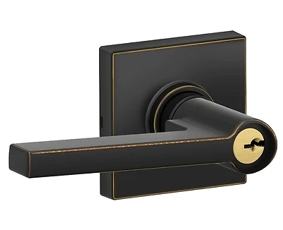 Solstice Lever Keyed Entry Lock With Collins Trim In Aged Bronze Finish