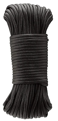 LEHIGH NPC5503250B Paracord 550, 5/32 in Dia, 50 ft, Black