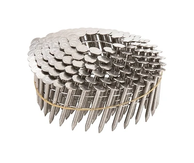 1-1/4 Inch Round Head Roofing Nails, 15 Degree Wire Coil, 305 Stainless Steel
