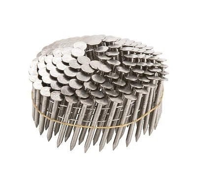 1-1/2 Inch Round Head Roofing Nails, 304 Stainless Steel, 15 Degree Collation