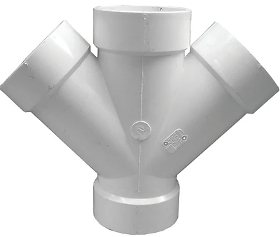 Canplas 4 In PVC Double Wye Coupling, Schedule 40, Hub Connection