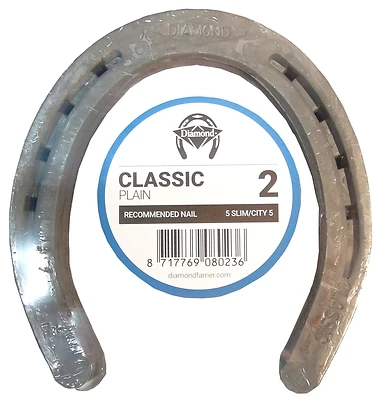 Farrier Classic Plain Horseshoe, Size 2, Steel, 1/4 In Thick