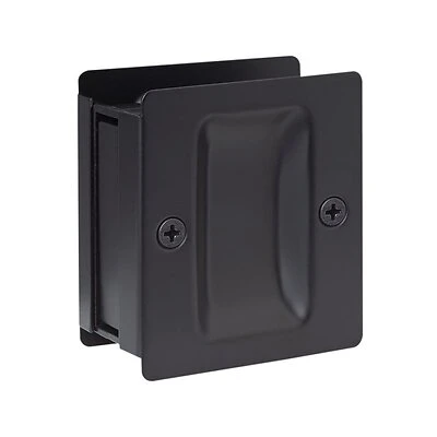 Passage Pocket Door Pull, Flat Black, 1-3/8 To 1-3/4 In Door Thickness