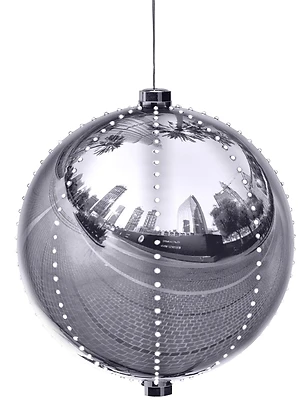 60822 Led Lighted Ornament, 3 In H, Round Bulb, Silver Finish
