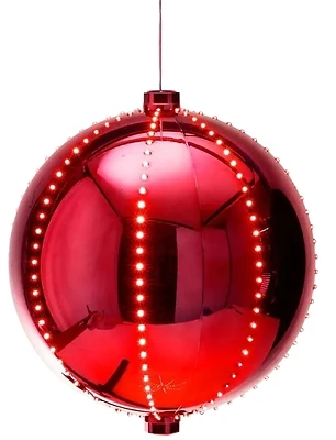 60821 Led Lighted Ornament, 3 In H, Round Bulb, Red With Music