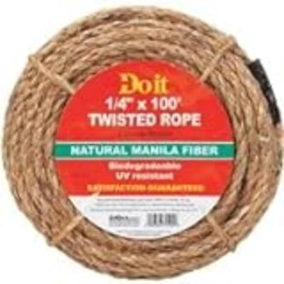 Twisted Manila Rope, 1/4 Inch Diameter, 100 Feet Length - Durable And Versatile