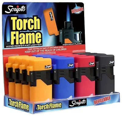 Scripto LDP3KJ-16/64 Refillable Pocket Lighter, Wind-Resistant Torch Flame