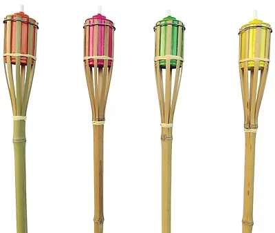 Y2566 4 Ft Bamboo Torch With Refillable Fuel Canister And Fiberglass Wick