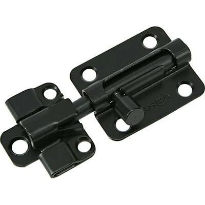 2 Barrel Bolt 2-part Black Steel With Mounting Screws