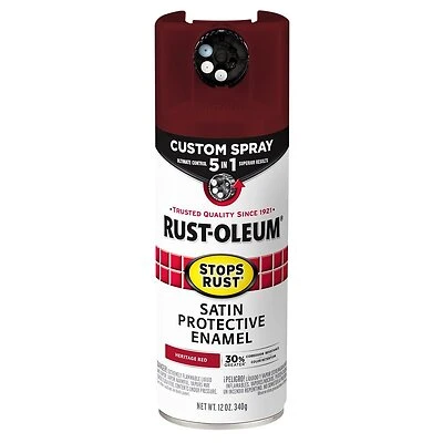 Rust-Oleum 376880 Stops Rust Spray Paint, Satin Heritage Red, 12 oz.