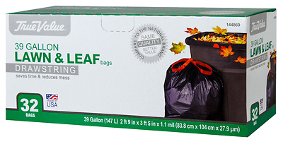 Lawn & Leaf Drawstring Trash Bags, Black, 39 Gallons, 32-Ct.