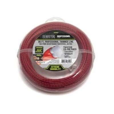 String Grass Trimmer Line, Twisted, Orange Red, .105 In. Dia. x 90 Ft.