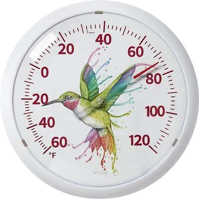 Taylor 5307058 Outdoor Wall Thermometer, 13-1/2 In., -60 To 120°F, Hummingbird Art