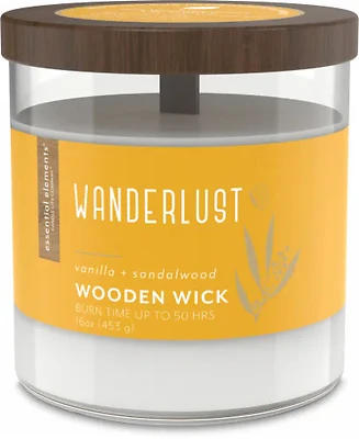 16 Ounce Wooden Wick Wanderlust Candle By Candle-lite - Essential Elements