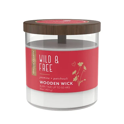 16 Ounce Wooden Wick Wild & Free Candle By Candle-lite Essential Elements