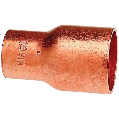 3/8 In. X 1/4 In. Reducing Copper Coupling With Stop - Durable Copper Fitting